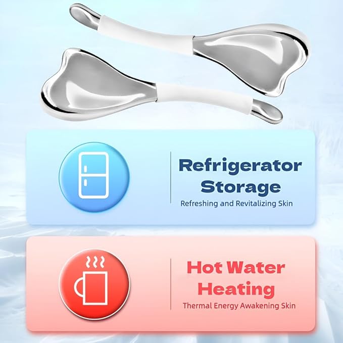 Ice Globes for Face & Eyes, Unbreakable Stainless Steel Cryo Massagers for Skincare Routines, Multifunctional Cold Roller Cooling Globes for Puffiness, Sagging Skin, Fine Lines, and Facial Relaxation-GlimoraGlow