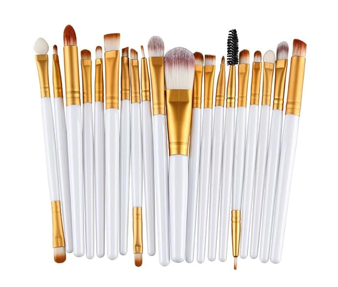 20pc White Eye And 15pc Contour Pallet Eye Makeup Brush Set-GlimoraGlow