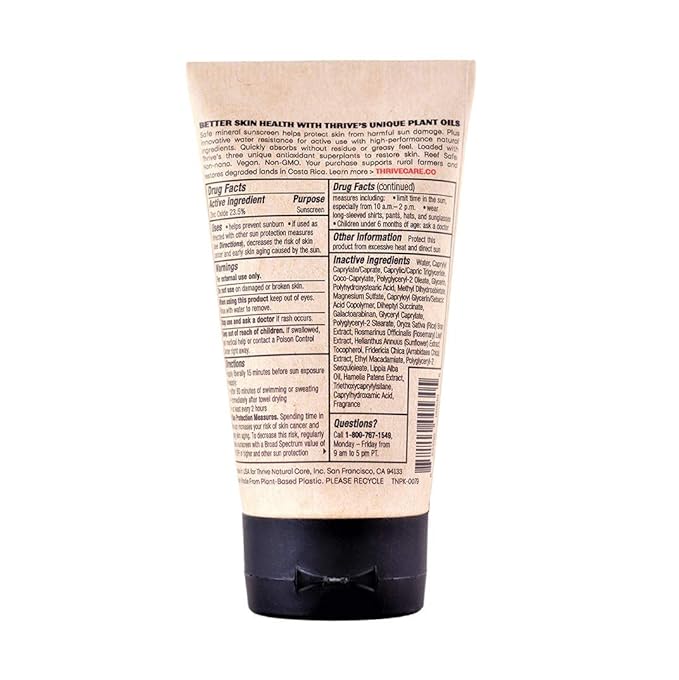 Thrive Natural Care Reef Safe Sunscreen SPF50 - Hawaii 104 Reef Act Compliant - Mineral Sunscreen Non-Nano Zinc Oxide - Vegan, (5.8 Oz (Pack of 1))-GlimoraGlow