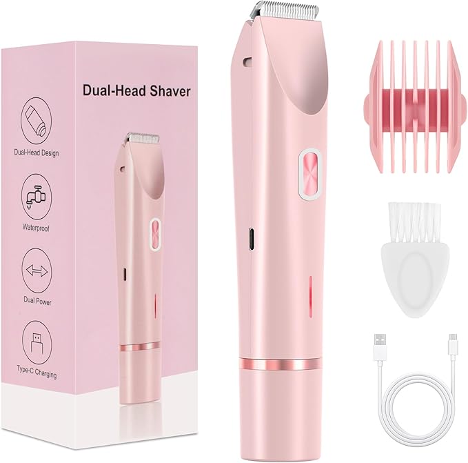 2025 New Bikini Trimmer for Women,Dermave Bikini Shaver,2-in-1 Electric Razors for Women(Pink)-GlimoraGlow