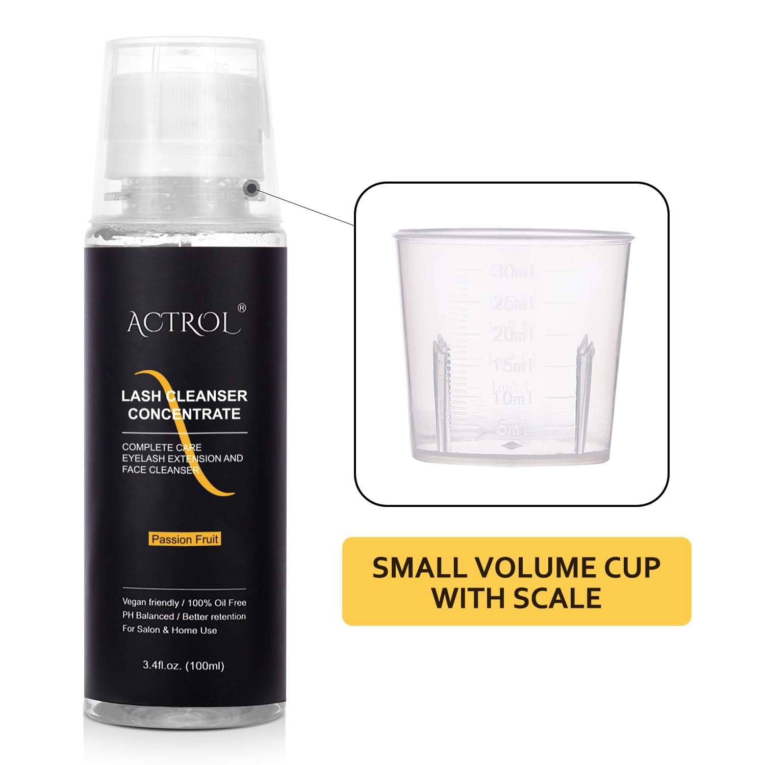 Eyelash Cleanser Concentrate 100ml Passion Fruit Professional Lash Shampoo Foaming Cleanser Lash Wash Concentrate for Extensions Lashes with Salon Home Care-Makes 40 Bottles Passion Fruit-GlimoraGlow