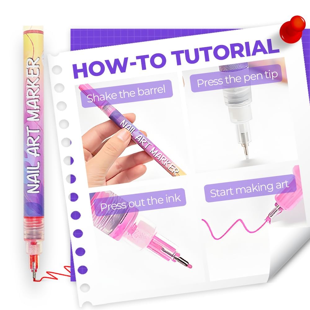 12 Colors Nail Art Pens Set, 2025 Upgrade Nail Art Markers for Gel Nails, 3D Nail Polish Pens, Drawing Painting Point Dotting Pen Acrylic Paint Marker for DIY Nails Art Manicure Tools (2 Set)-GlimoraGlow