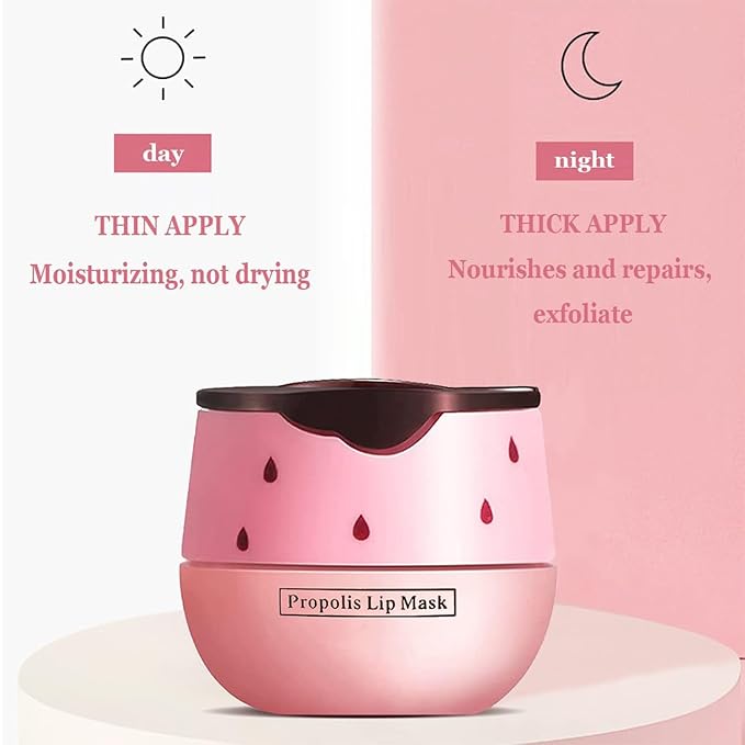 1PCS Lip Balm Honey Lip Balm, Honey Pot Lip Balm Sleeping Lip Mask with Brush, Hydrating & Prevention Dry and Cracked, Lip Scrubs Exfoliator & Moisturizer-GlimoraGlow