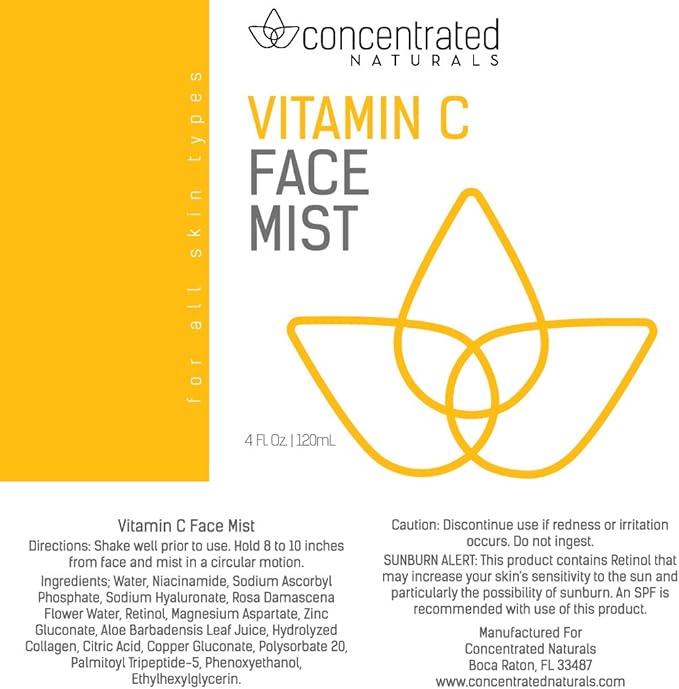 Vitamin C Glow Hydrating Anti-Aging Face Mist w/Actives | Vita C, Niacinamide, Collagen, Peptides and Retinol | Refreshes & Brightens Complexion | 4 fl oz, 120 ml-GlimoraGlow