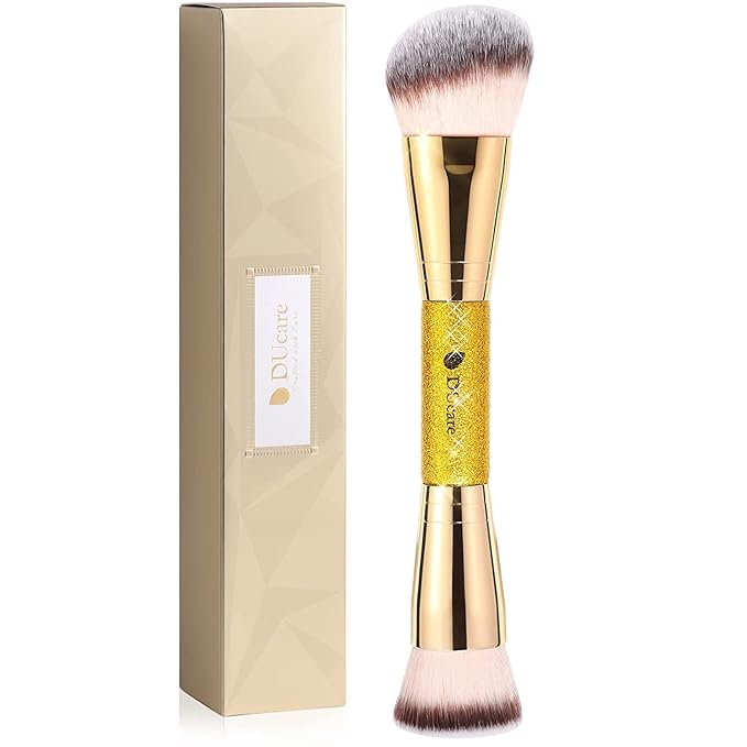 DUcare Foundation Brush Contour Bronzer Makeup Brush Double Ended Self Tanner Brush Sculpting Brush for Blending Liquid Powder Concealer Cream Cosmetics Blush Buffe-GlimoraGlow