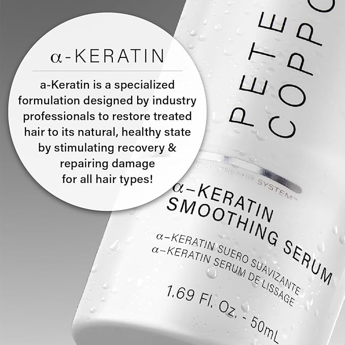 Peter Coppola a-Keratin Smoothing Serum - Lightweight Serum Adds Shine & Moisture To Frizzy And Damaged Hair - Hair Repair Serum With Argan Oil Conditions & Hydrates Frizz & Split Ends 1.69 oz-GlimoraGlow