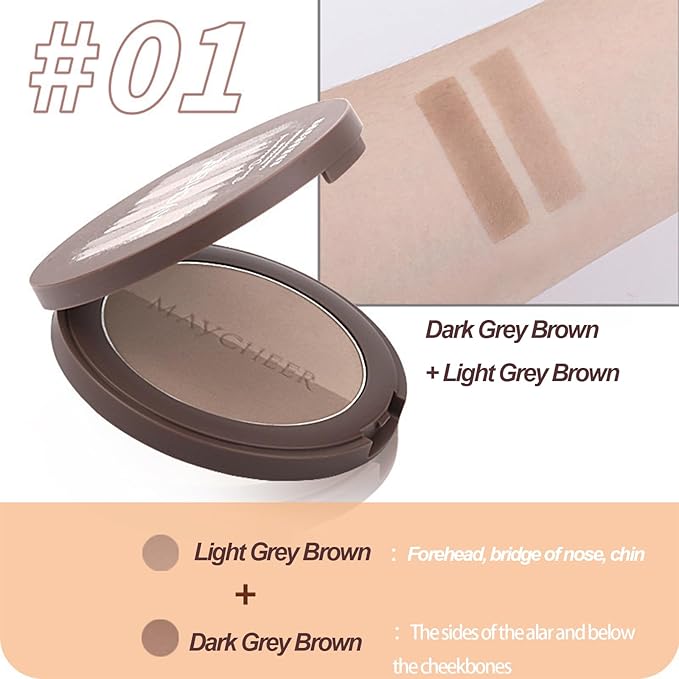 2 in 1 Contour Palette Face Sculpting Grey Contour Powder Palette Face Bronzer Makeup Contouring Palette with Mirror - Highly Pigmented Contour Shadow For Light Skin tone-GlimoraGlow