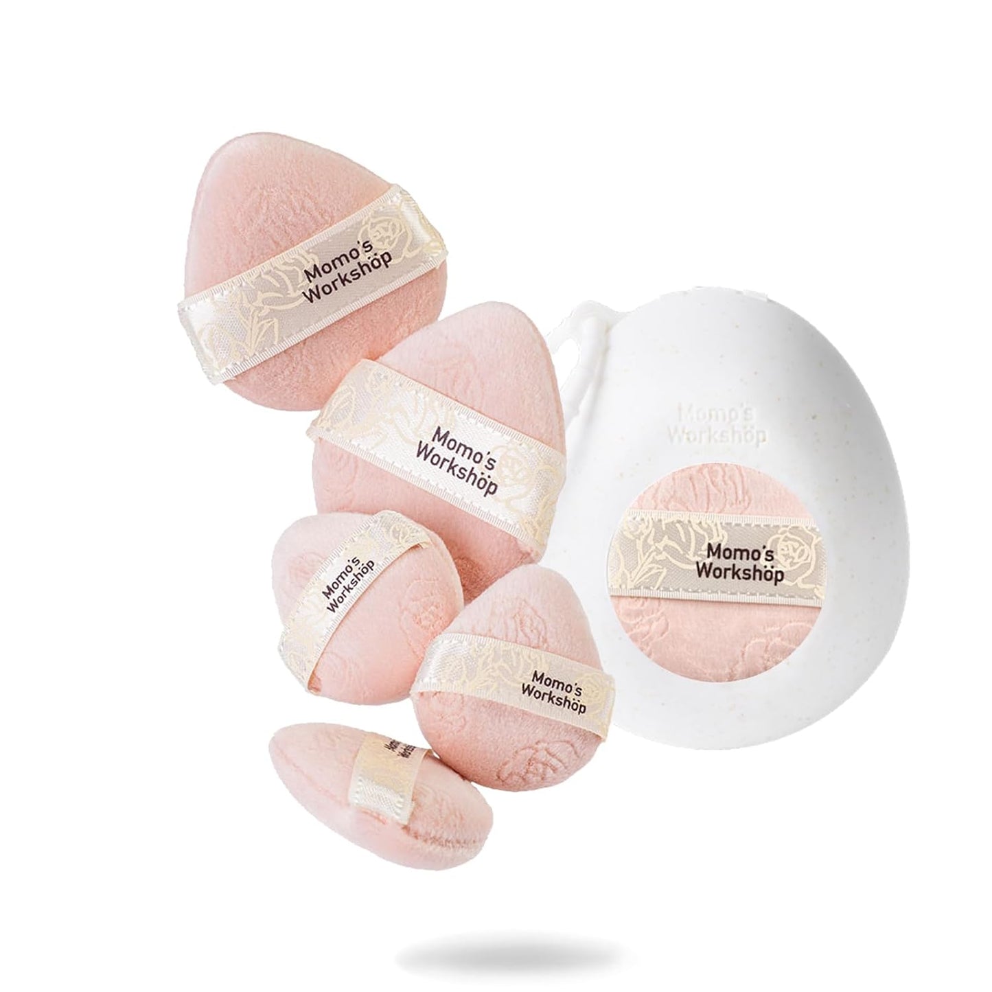 Pink Velvet Powder Puffs, Laser-Cut Rose Design, Dual-Sided, Travel Size & Wide M Size for Pressed Powder, Blush & Contour,5pcs Plush Puffs & Storage Case-GlimoraGlow