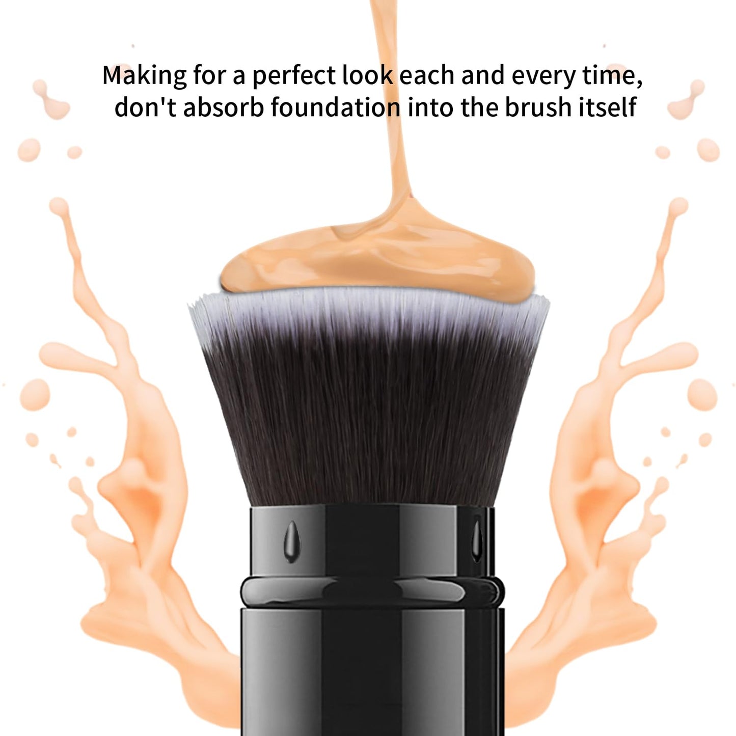 Falliny Makeup Brushes Retractable, Travel Powder Foundation Kabuki Brush, Portable Face Liquid Foundation Sunscreen Brush with Cover for Blending Liquid, Bronzer,Cream or Flawless Powder Cosmetics-GlimoraGlow