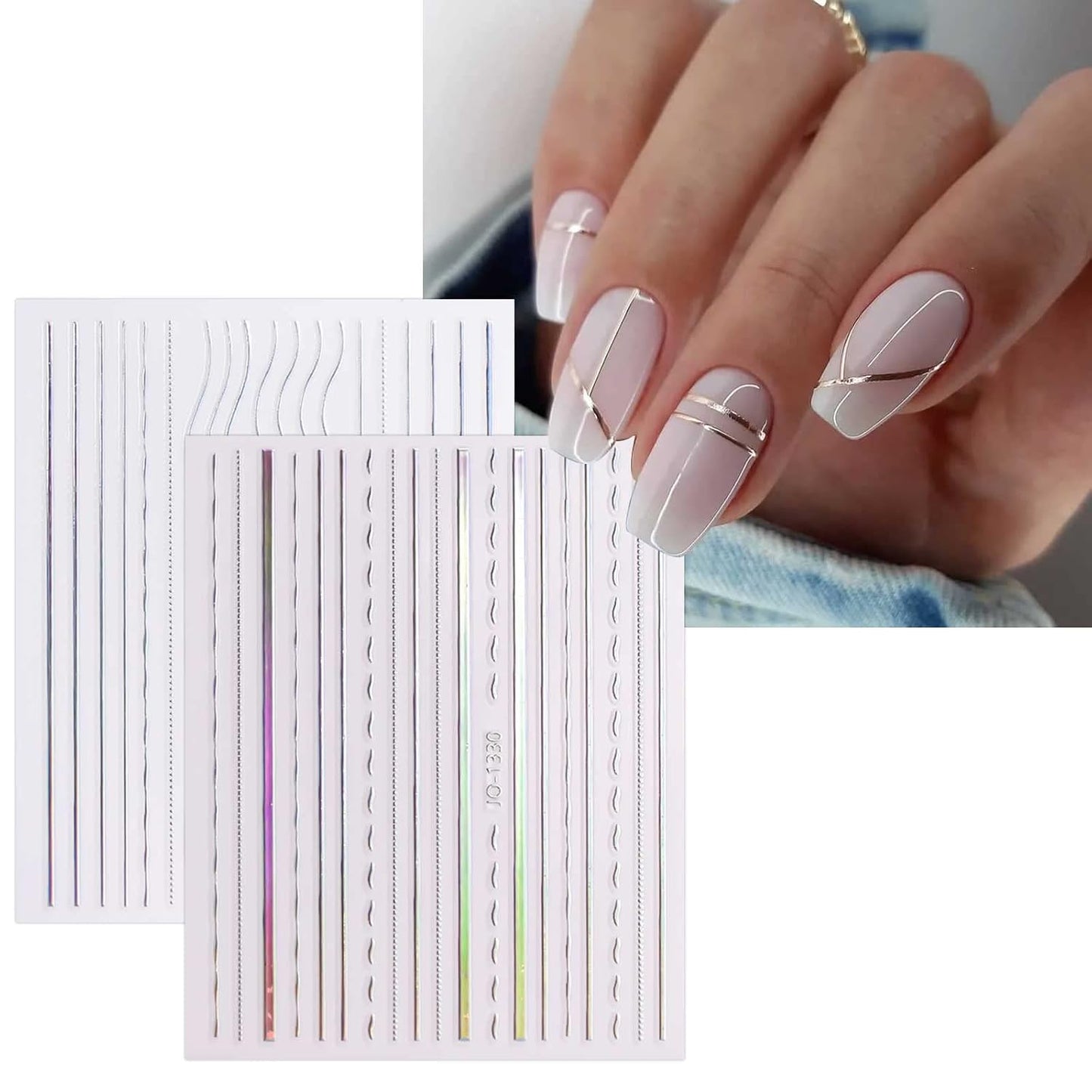 JMEOWIO 12 Sheets Aurora Nail Art Stickers Decals Self-Adhesive Pegatinas Uñas Glitter Holographic Nail Supplies Nail Art Design Decoration Accessories-GlimoraGlow