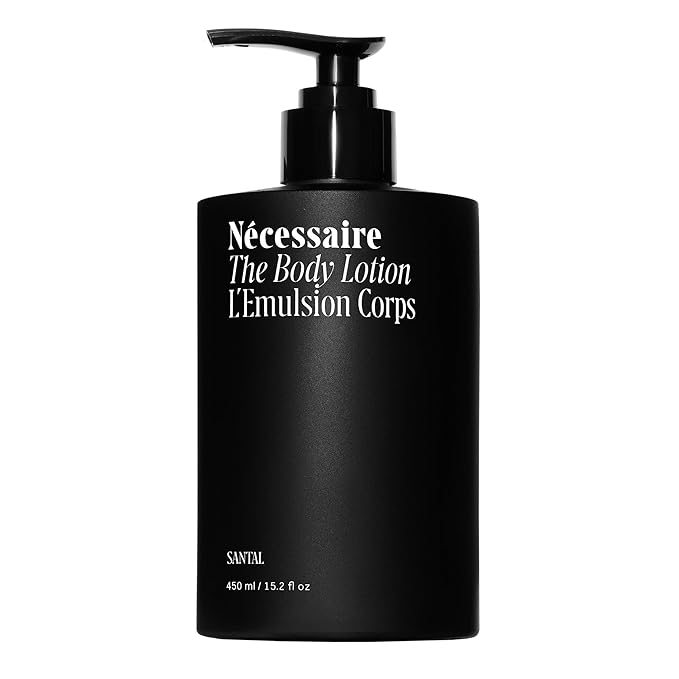 Nécessaire The Body Lotion with Pump. Santal. Multi-Peptide Firming Lotion to Moisturize, Firm, Strengthen. 2.5% Niacinamide, Vitamin C/E + Omega 6/9. 450ml / 15.2 fl oz-GlimoraGlow