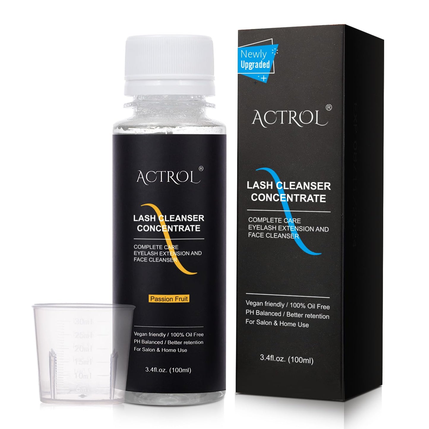 Eyelash Cleanser Concentrate 100ml Passion Fruit Professional Lash Shampoo Foaming Cleanser Lash Wash Concentrate for Extensions Lashes with Salon Home Care-Makes 40 Bottles Passion Fruit-GlimoraGlow