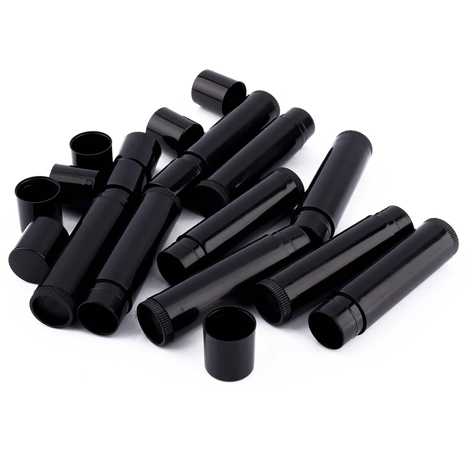 100 PCS Lip Balm Containers, 5 ML Chapstick Tubes Empty, Lip Balm Tubes, with Cap, for Girls, Lip Gloss 62 MM x 14 MM, Black-GlimoraGlow