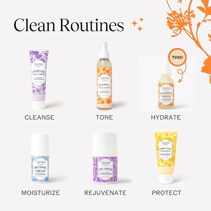 LilyAna Naturals Vitamin C Serum for Face - with Hyaluronic Acid and Vitamin E, Anti Aging Serum, Reduces Age Spots and Sun Damage, Promotes Collagen and Elastin (Double Pack)-GlimoraGlow