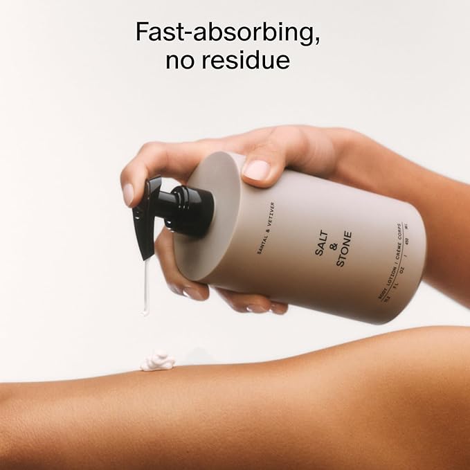 Salt & Stone Body Lotion for Women & Men | Hydrates, Nourishes & Softens Skin | Restores Dry Skin | Fast-Absorbing | Cruelty-Free & Vegan (Saffron & Cedar - 15.2 fl oz)-GlimoraGlow
