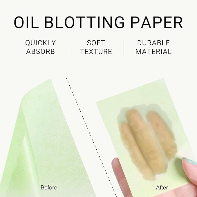 KYDA 200 Sheets Oil Blotting Paper with Mirror and Puff, Refills Included, Face Oil Absorbing Sheets, Oil Control Paper, Absorb Excess Oil, Makeup Friendly-GlimoraGlow