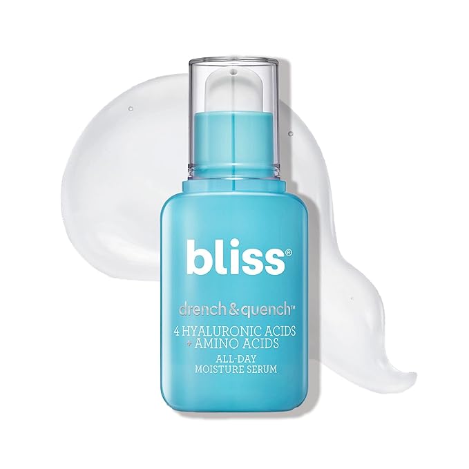 Bliss Hyaluronic Acid Drench & Quench Facial Serum – Hydrating Serum for Dry, Sensitive Skin - Lightweight Gel Formula for Deep Hydration & Plump Skin - Clean, Cruelty-Free - 1 Fl Oz-GlimoraGlow