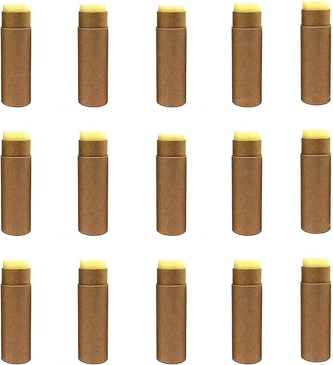 12 Pcs 0.3 Oz Paperboard Lip Balm Tubes 10ml Empty Cardboard Krafts Tubes Lipstick Tube Refillable Lip Gloss Container Solid Perfume Tubes Chapstick Container for DIY Cosmetic Samples Deodorant(Brown)-GlimoraGlow