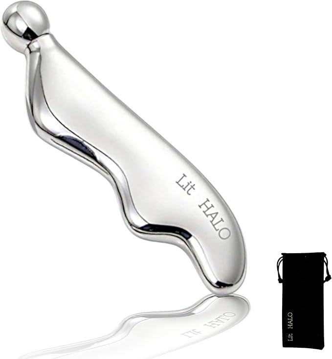 4-in-1 Gua Sha Massager: Stainless Steel Cryo Gua Sha Facial Tools for Face, Neck, Body – Lymphatic Drainage Massager, Facial Roller, Reduce Puffiness, Improve Circulation Beauty Tools-GlimoraGlow