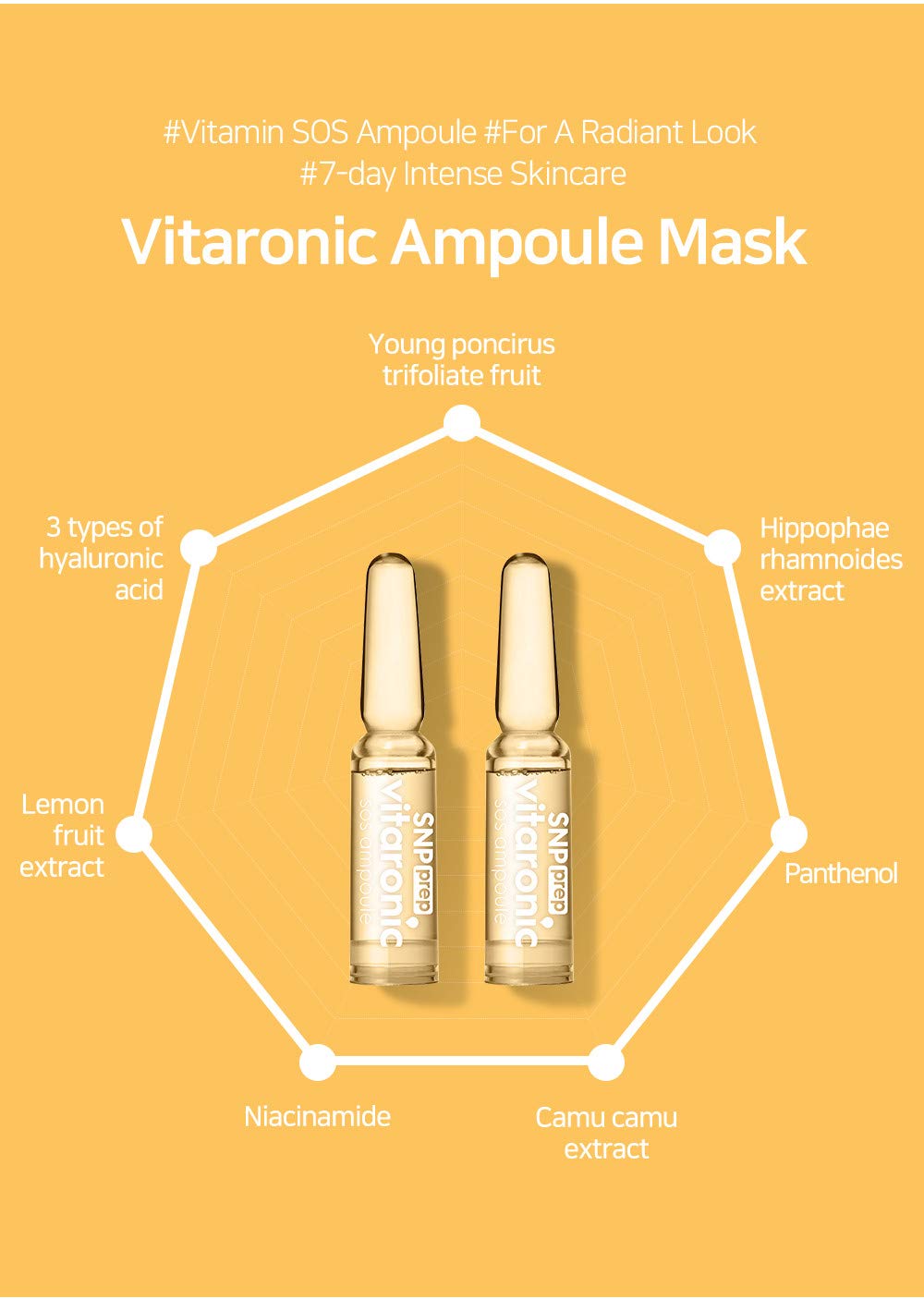 Snp Vitaronic SOS Ampoule | 1 Week Facial Supply Nourishing and Moisturizing for All Skin Types | Korean Skin Care Face Moisturizer | Vitamin Facial Moisturizer | 7 Vials - 1.5ml per Vial-GlimoraGlow