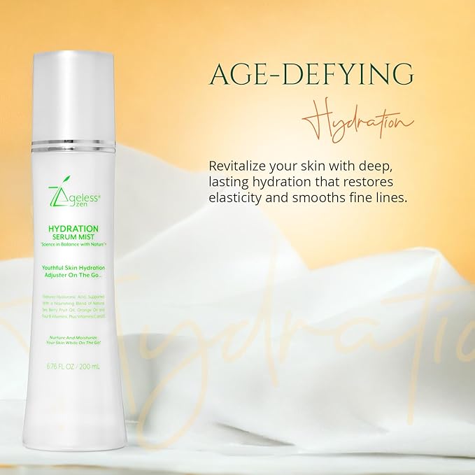 Hydrating Serum Mist (6.26 + 1.35) FL OZ - (Comes with Refill) - Improves Tone & Texture – Calms, hydrates, refreshes Sensitive Skin - Hyaluronic Acid Serum, E Vitamins - Anti-Wrinkle-GlimoraGlow