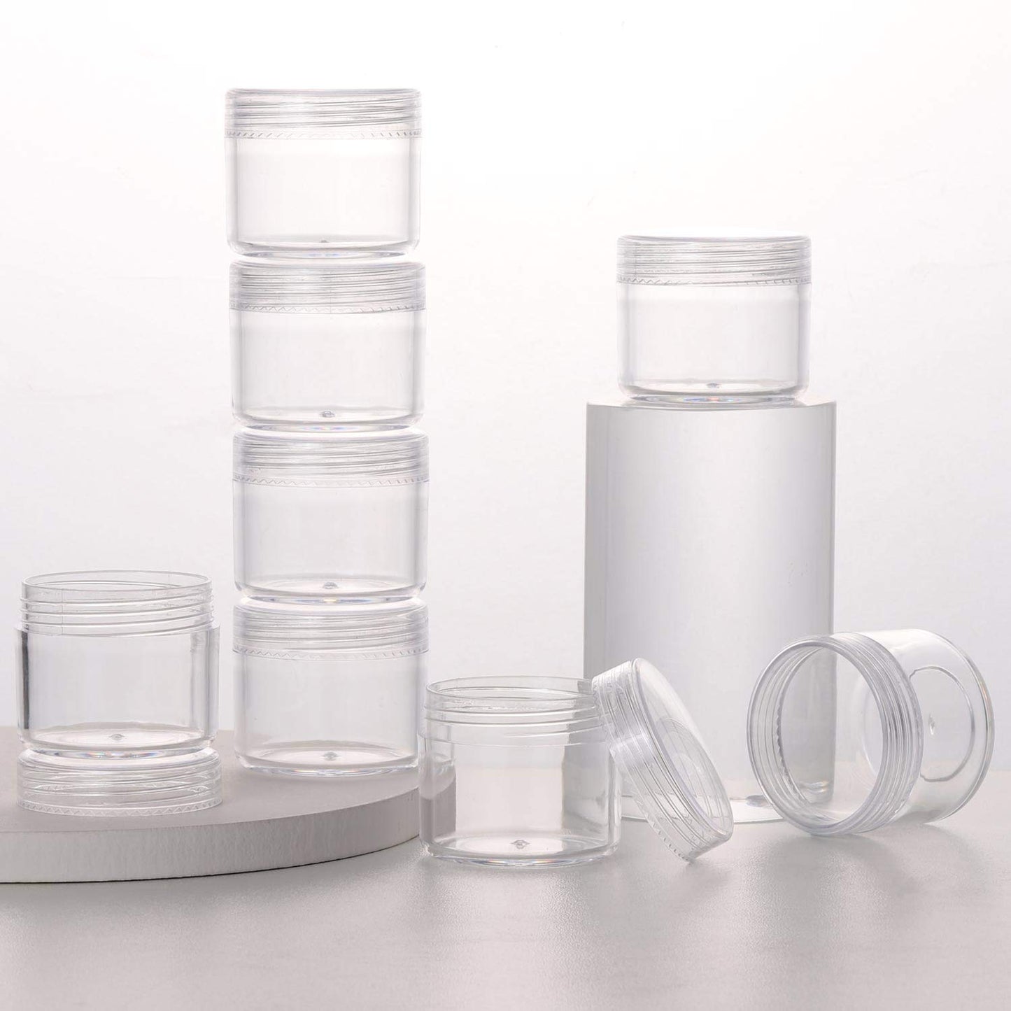 100 Count Clear Plastic Sample Containers 20g Empty Jars Cosmetic Containers with Lids Leak Proof Lip Balm Containers-GlimoraGlow