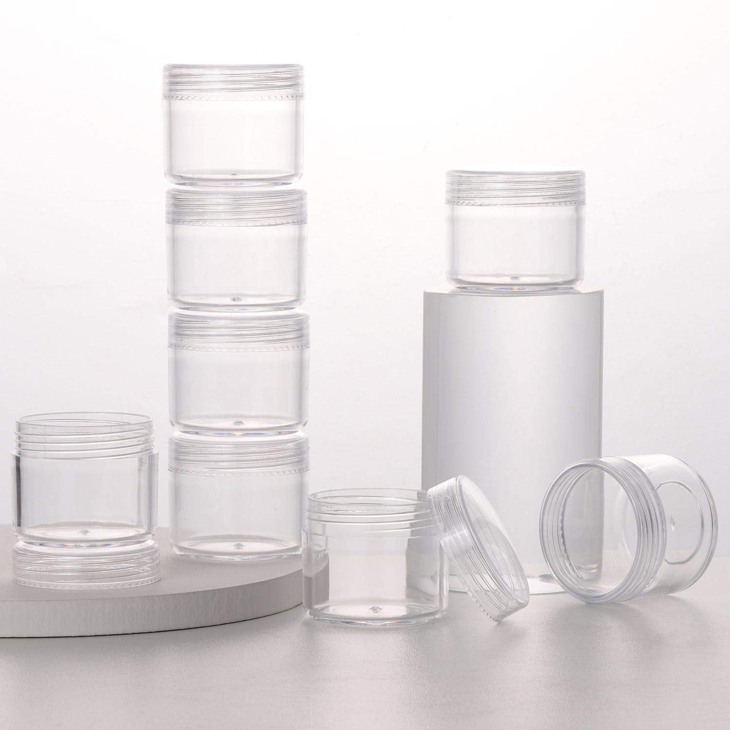 100 Count Clear Plastic Sample Containers 20g Empty Jars Cosmetic Containers with Lids Leak Proof Lip Balm Containers-GlimoraGlow