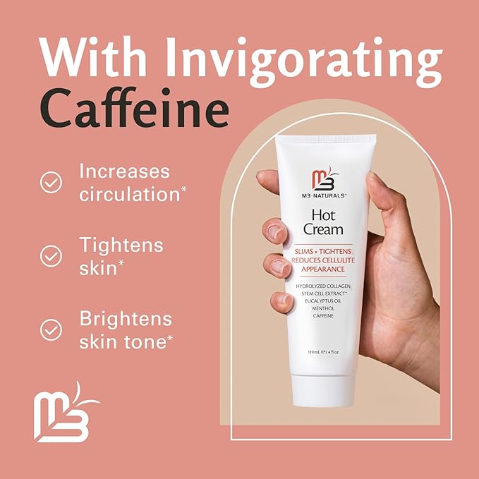 M3 Naturals Hot Cream for Belly Butt and Thighs Cellulite Cream for Thighs and Butt Fast Body Sweat Activator with Caffeine and Collagen - Invigorating Sweat Cream for Workouts and Body Sculpting-GlimoraGlow