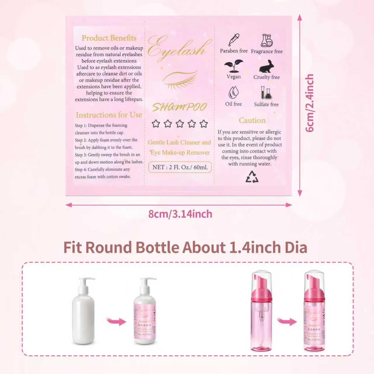 100 Pcs Lash Shampoo Bottle Brushes Set 20 Empty Foam Pump Dispensers 20 Label Stickers 20 Mascara Wands Tubes 20 Cleansing Brush 20 Bag for Eyelash Extensions Aftercare(Red Rose)-GlimoraGlow