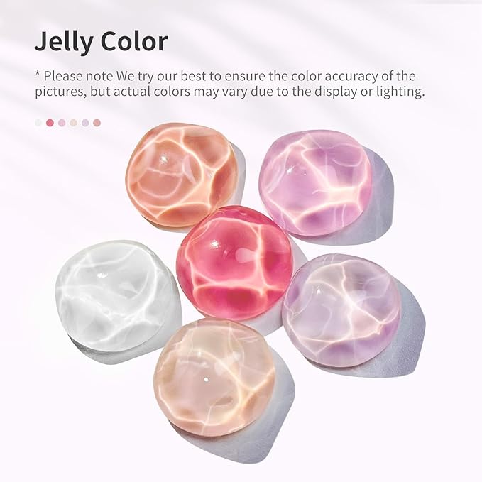JODSONE 10ml Jelly Gel Nail Polish Set 6 Pale Colours White Pale Red Soft Pink Natural Nude Pale Purple Fresh Pink Purple All Seasons Neutral Soak off LED Lamp Gel Manicure Set for Nail Art-GlimoraGlow