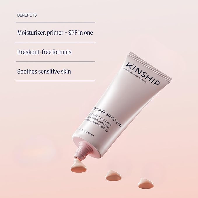 Kinship Zinc Oxide Mineral Sunscreen for Face Self Reflect SPF 32 | Vegan, Reef Safe, Non Toxic Eczema Sunscreen for Sensitive Skin | Sunblock Face Moisturizer with SPF (1.75 oz)-GlimoraGlow