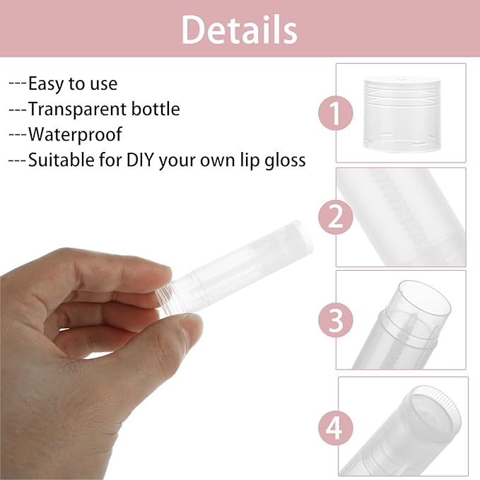 200PCS Lip Balm Tubes with Caps, Clear Lip Balm Tubes Empty Chapstick Tubes Empty Bulk for DIY Lipstick Homemade 3/16 Oz (5.5 ml)-GlimoraGlow