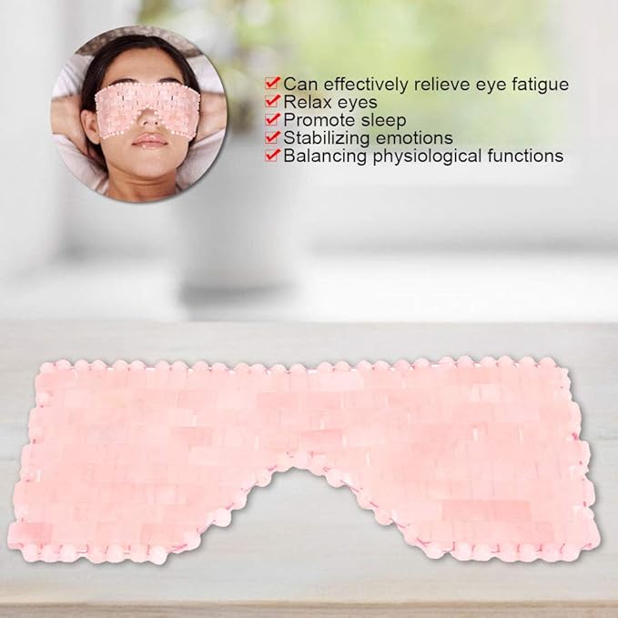 Jade Eye Mask,Jade Stone Cooling Mask,Jade Stones Anti-Aging Cooling Sleeping Eye Mask,Cold Eye Massager Eye Covers for Relief Eye Fatigue(Rose Quartz)-GlimoraGlow