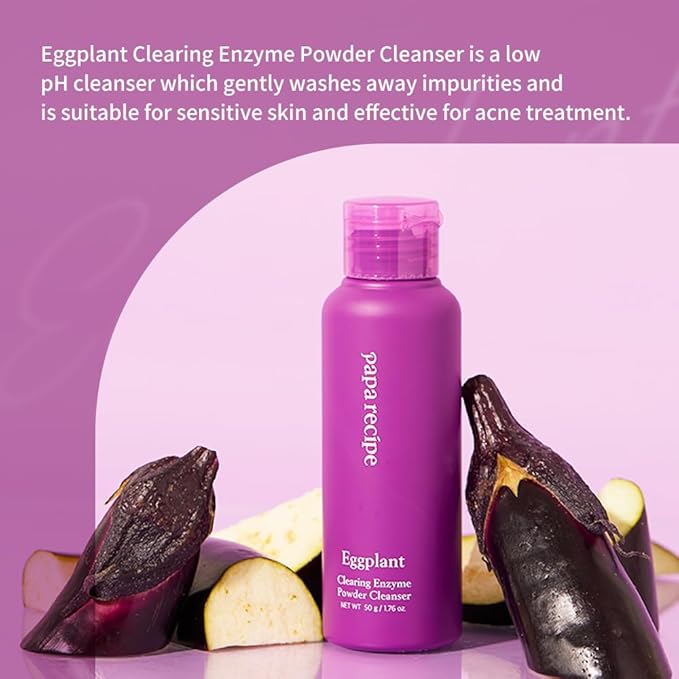 Papa Recipe Eggplant Enzyme Powder Cleanser - Soft Exfoliating Facial Wash for Sensitive Skin (50g, 1.72oz) - Korean Skincare for Radiant, Smooth Complexion, Safe for sensitive skin-GlimoraGlow