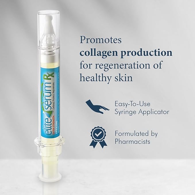 Elite Serum Rx - Anti Aging Under Eye Serum for Dark Circles and Puffiness with 8 Patented Peptides - Extra Strength Lifting and Firming Treatment for Wrinkle Repair and Eye Bag Removal-GlimoraGlow