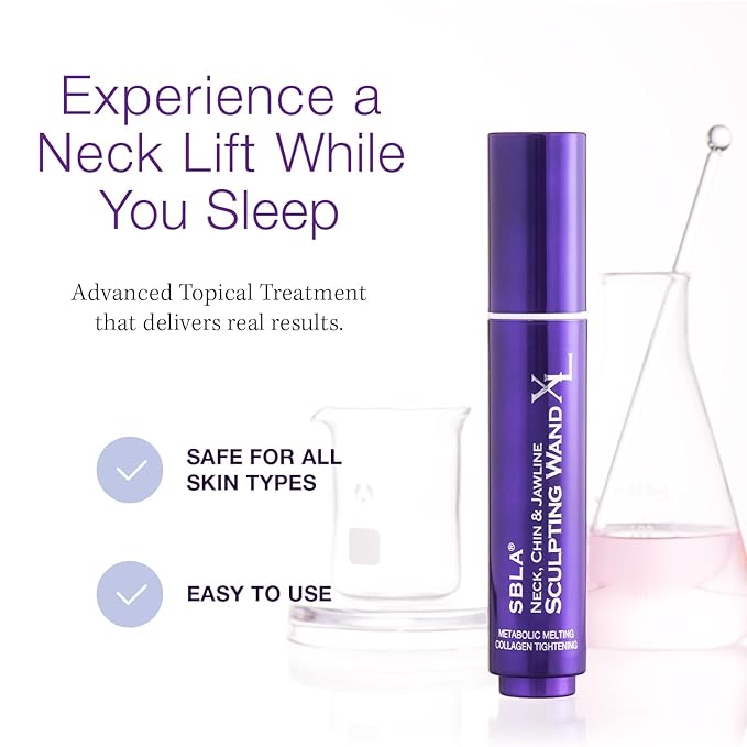 SBLA Neck, Chin & Jawline Sculpting Wand XL – Melts Neck Fat Under The Chin & Along Jowls, Lifts & Sculpts The Entire Area & Reduces Lines, Boosts Collagen Production-GlimoraGlow
