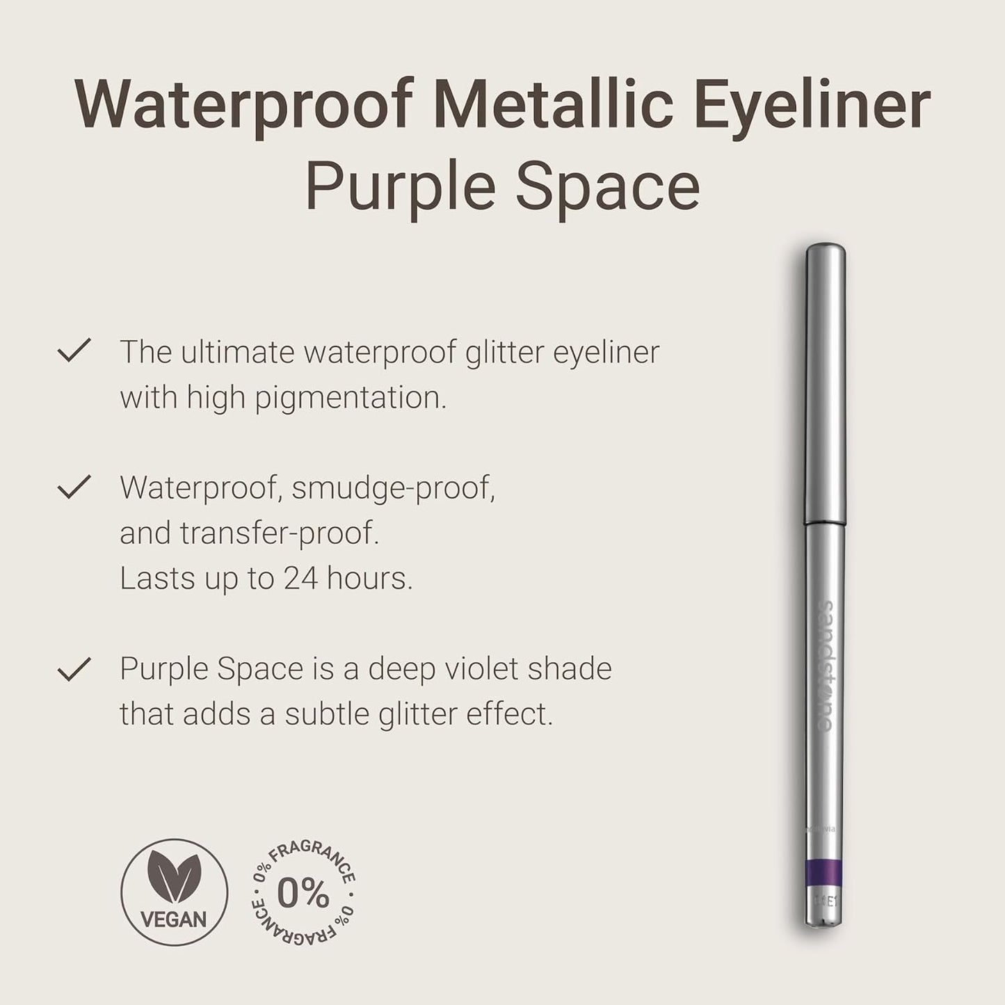 Hypoallergenic Waterproof Eyeliner - Fragrance Free Metallic Eye liner - Vegan and Cruelty Free Eye Pencil - Eyeliner Pencil for Sensitive Eyes (Purple Space)-GlimoraGlow