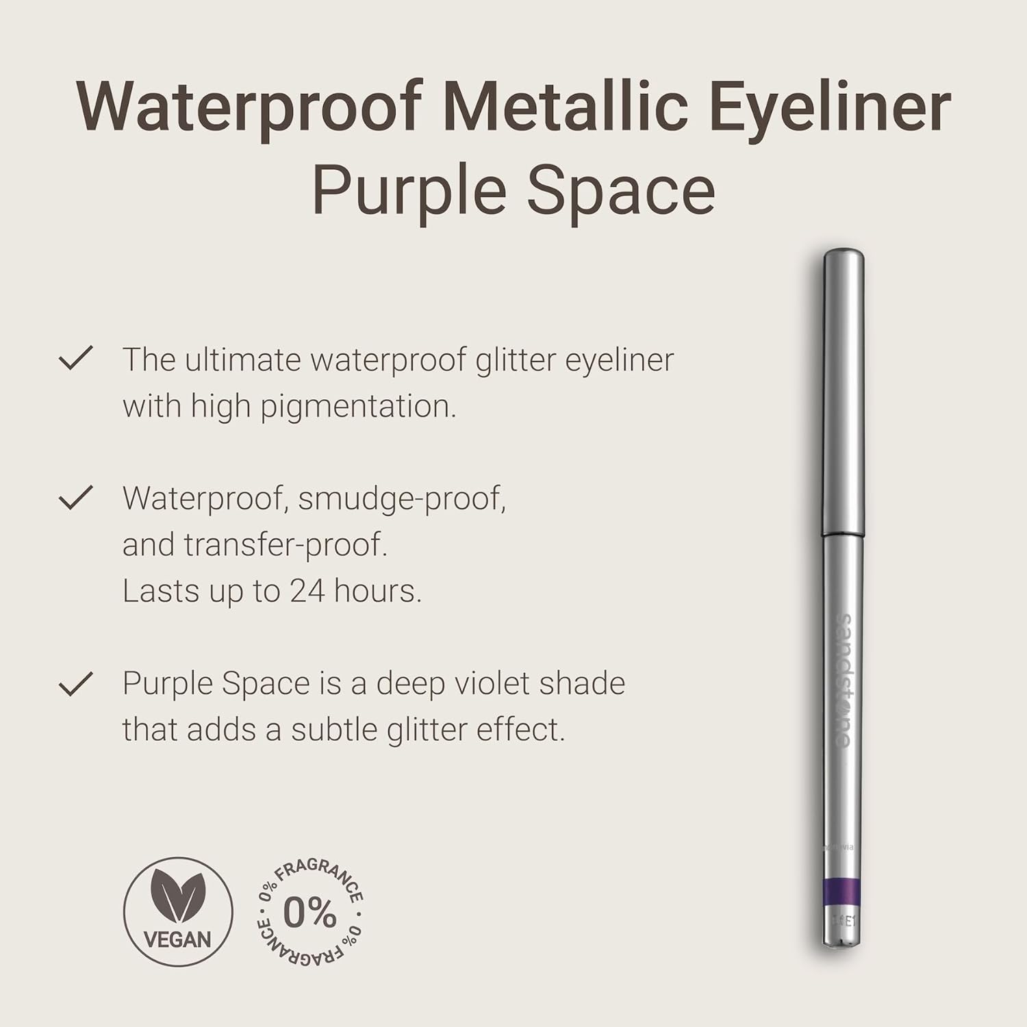 Hypoallergenic Waterproof Eyeliner - Fragrance Free Metallic Eye liner - Vegan and Cruelty Free Eye Pencil - Eyeliner Pencil for Sensitive Eyes (Purple Space)-GlimoraGlow