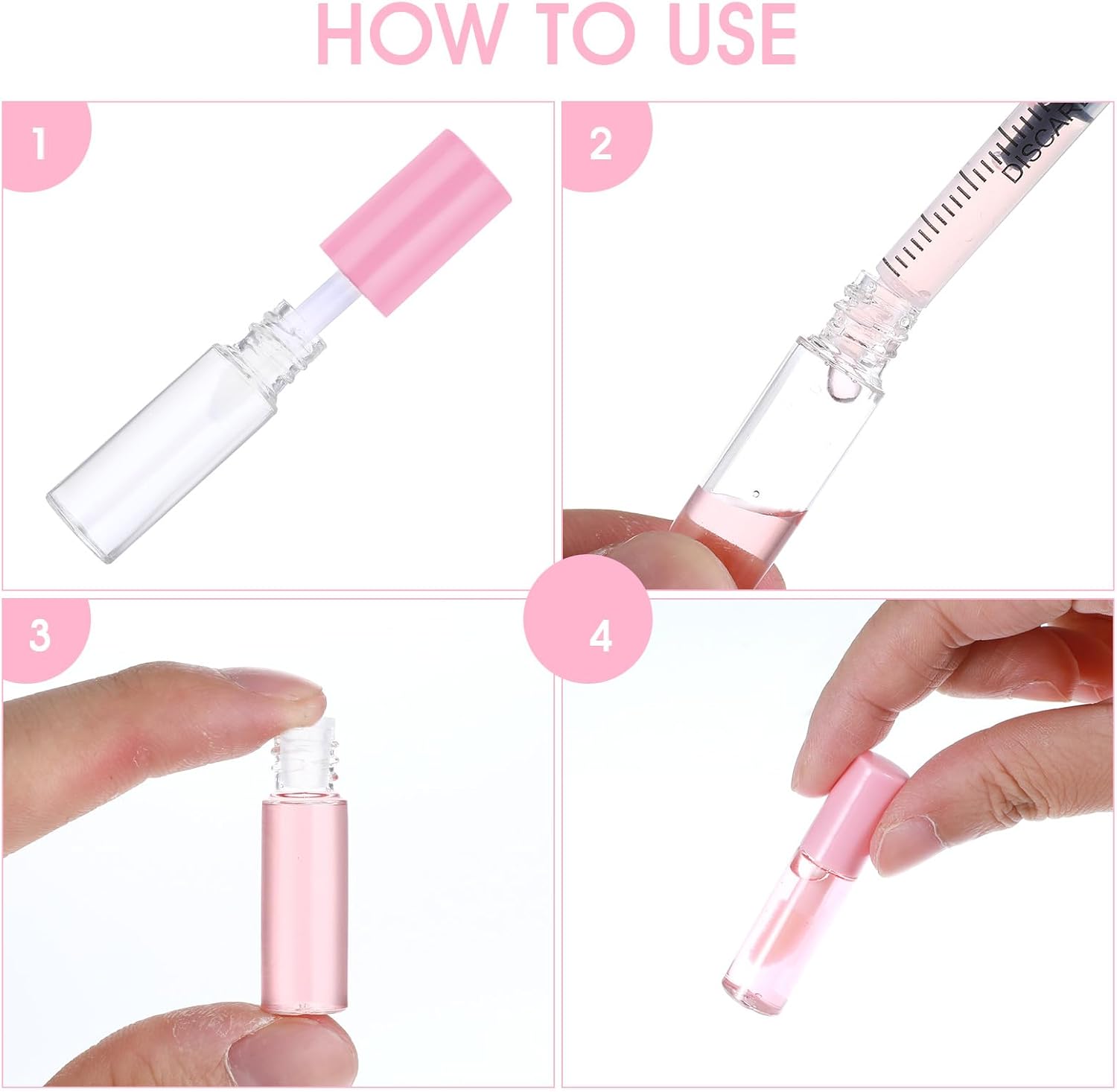 100 Pcs Mini Lip Gloss Tubes, Refillable Lip Balm Bottle Transparent Empty Containers Travel Personal Cosmetic Inserts Cosmetic Tools Mini Lipstick Containers for Women DIY Makeup (Pink)-GlimoraGlow