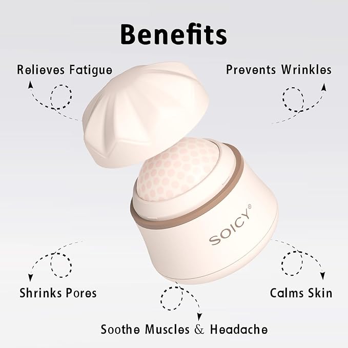 Leeshine Ice Roller Ball for Face and Eyes - Facial Skin Care Tools with a Large Roller and Carry Case Self Care Gift.Men Women (S50-Pink)-GlimoraGlow