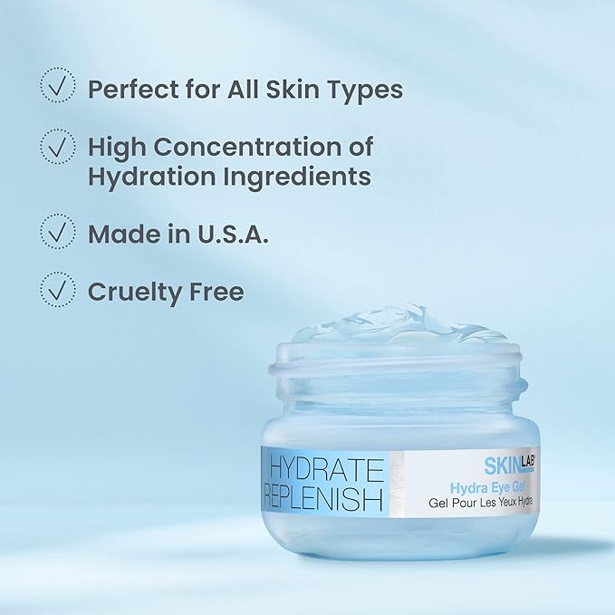Hydrate& Replenish EYE CREAM- Gel Hydrator-Cream with Hyaluronic Acid & Marine Extracts, attracts moisture to the skin Algae And Seaweed Extracts to revitalize dull looking skin 0.5 Oz-GlimoraGlow