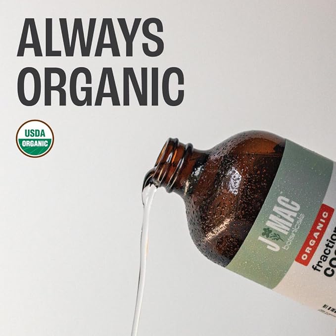 J MAC BOTANICALS Organic Fractionated Coconut Oil (4 oz Glass Bottle) Organic Carrier Oil and moisturizer-GlimoraGlow