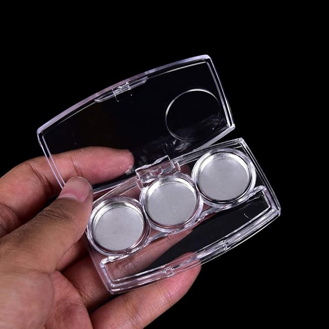10 Pcs Clear Empty Eyeshadow Palette Plastic Eyeshadow Storage Box Case with 3 Grids Palettes Lipstick Box Pigment Palette Tray Plastic Cosmetics Container Box DIY Makeup Powder Sample Box-GlimoraGlow