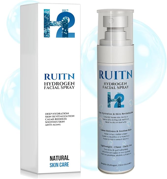 Hydrogen Face Mist Hydrating Spray,with Hydrogen Water Tablets, H2 Water Facial Spray for Deep Hydration,Anti-Aging Antioxidant Rejuvenation,Portable Design-GlimoraGlow