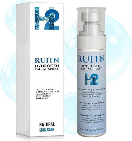 Hydrogen Face Mist Hydrating Spray,with Hydrogen Water Tablets, H2 Water Facial Spray for Deep Hydration,Anti-Aging Antioxidant Rejuvenation,Portable Design-GlimoraGlow