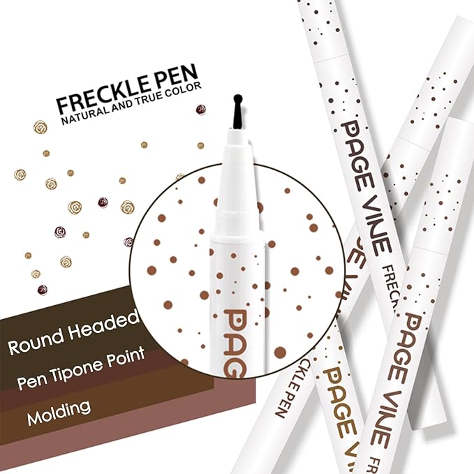 2 Pack Freckle Pen,Liquid Face Fake Freckles Makeup Pen to Create Natural Freckle Makeup and Freck beauty,Fake Freckles Waterproof for Lifelike Sunkissed Makeup,Mole Pen (03Dark+04Espresso)-GlimoraGlow