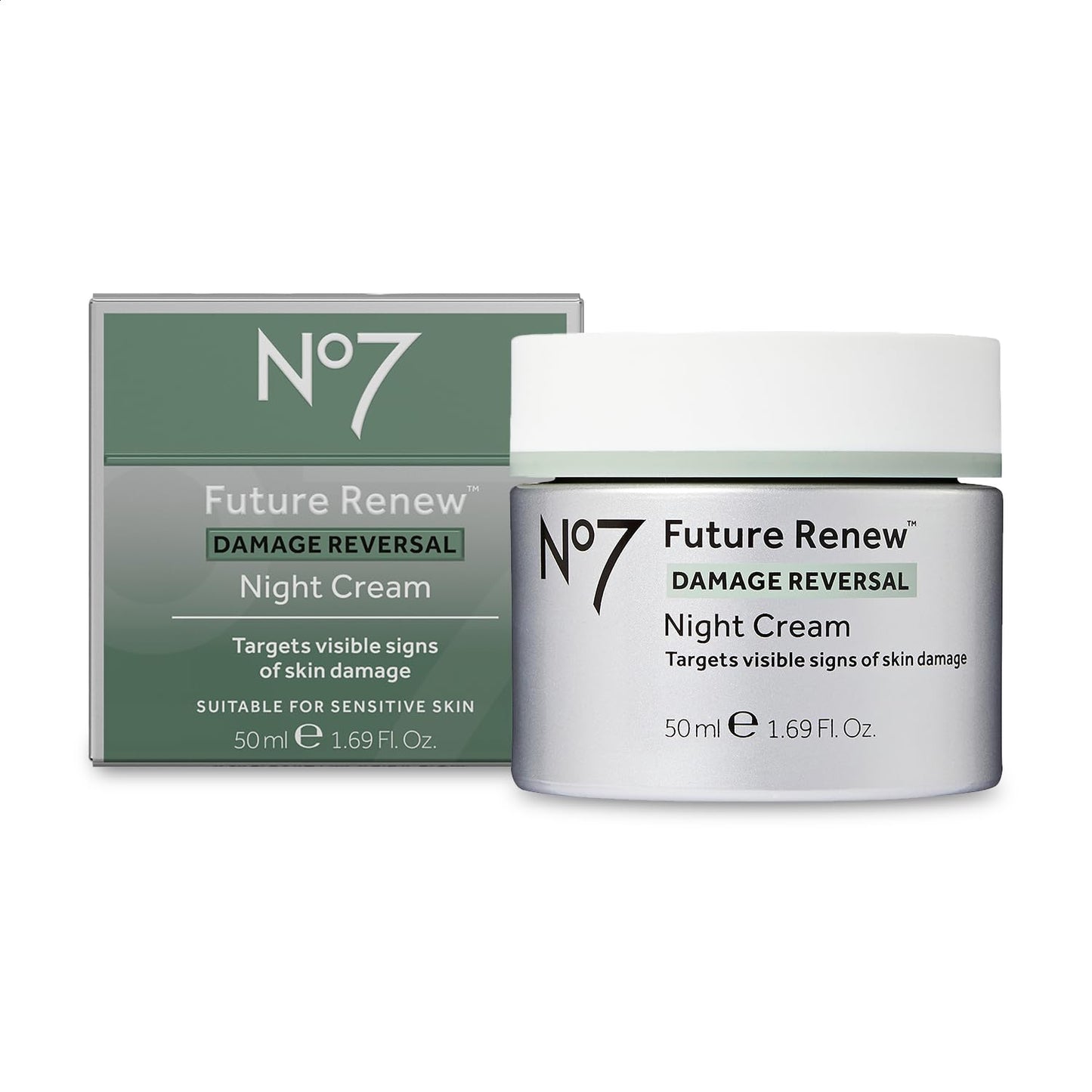 No7 Future Renew Damage Reversal Night Cream - Anti Aging Face Moisturizer - Infused with Peptide Technology to Reverse Visible Signs of Damage - Skin Barrier Repair for Dry Skin (1.69 Oz)-GlimoraGlow