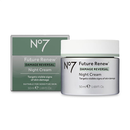No7 Future Renew Damage Reversal Night Cream - Anti Aging Face Moisturizer - Infused with Peptide Technology to Reverse Visible Signs of Damage - Skin Barrier Repair for Dry Skin (1.69 Oz)-GlimoraGlow