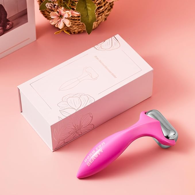 360° Rotating Ice Roller for Face-Stainless Steel Facial Massage Tool for Skin Tightening, Ice Face Roller -Wrinkle Reduction & Dark Circle Relief, Gift for Skincare Enthusiasts.-GlimoraGlow