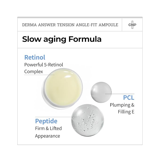 CNP Retinol PCL Eye Treatment Serum (1.01 fl.oz/ 30ml) - DermaAnswer Tension Angle-Fit Ampule, Under Eye Tightening, Firming, Korean Night Skincare, Fine Lines and Dark Circles-GlimoraGlow